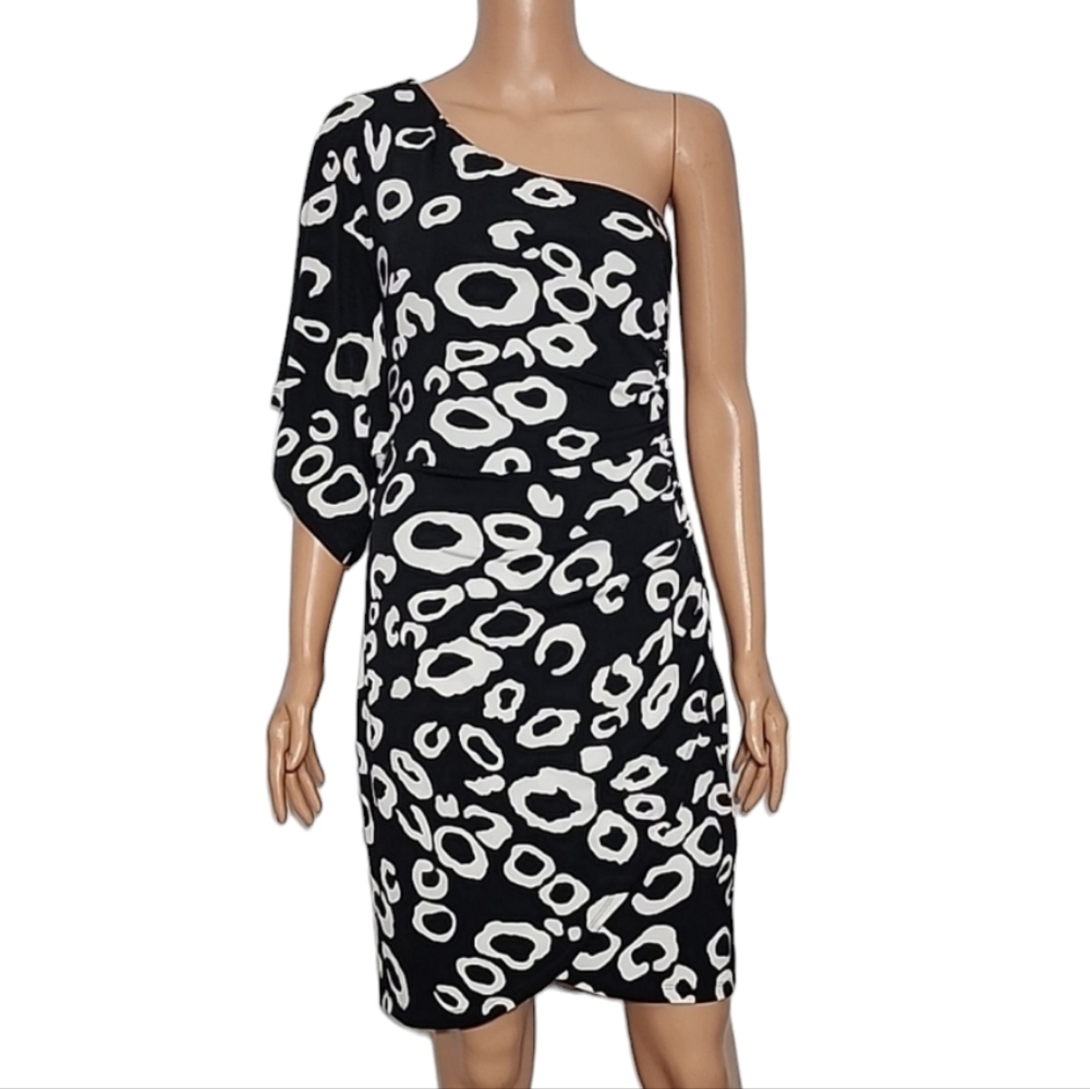 Valerie Bertinelli one should dress Ruched black‎ & White Size 6 Small